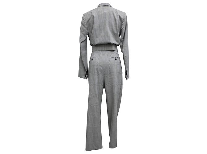 Mono de cuadros Prince of Wales Max Mara en lana gris - vista 3