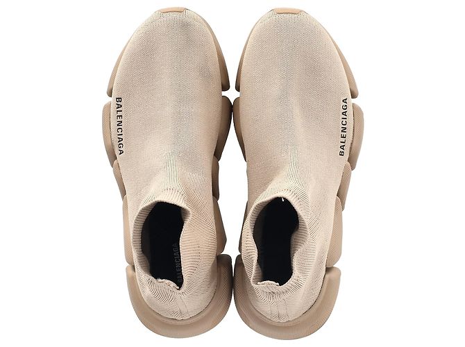 Balenciaga Speed 2.0 Strick-Sneaker aus beigem Polyester - Ansicht 3