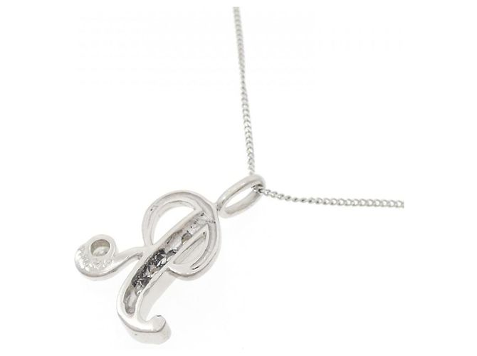 Autre Marque Platin-Diamant-Halskette mit Initial R Silber - Ansicht 4