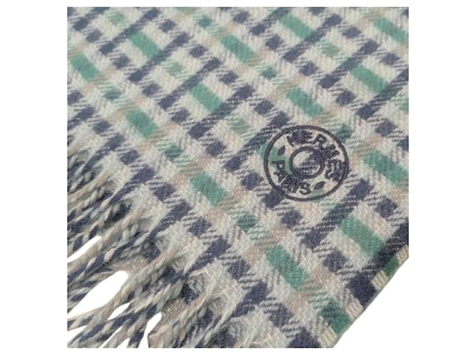 Sciarpa in cashmere Hermès in blu e verde - vista 4