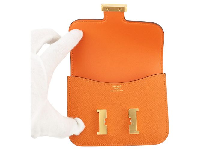 Monedero Constance Naranja Hermès - vista 4