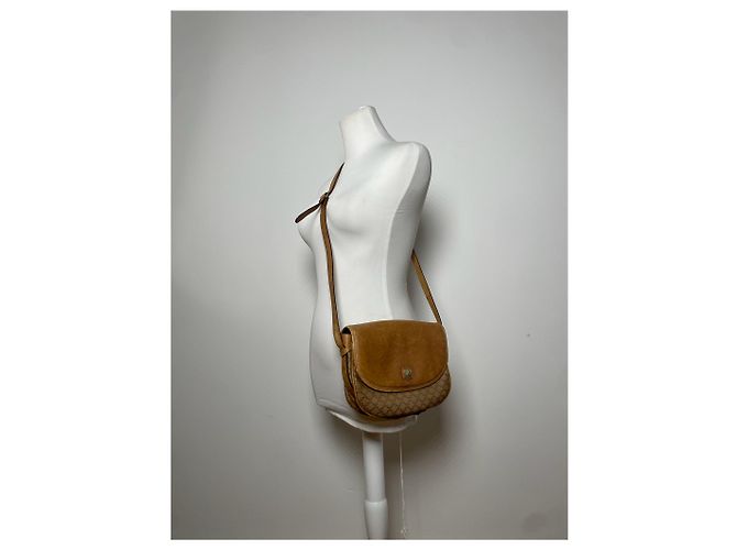 Triomphe Céline Vintage Celine Monogramm Leder Schultertasche beige braun - Ansicht 7