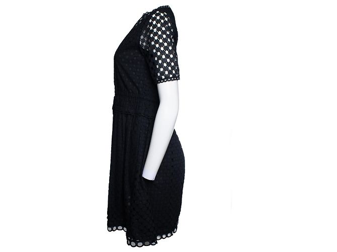Carven, Mini-Kleid mit Spitzenmuster Schwarz - Ansicht 3