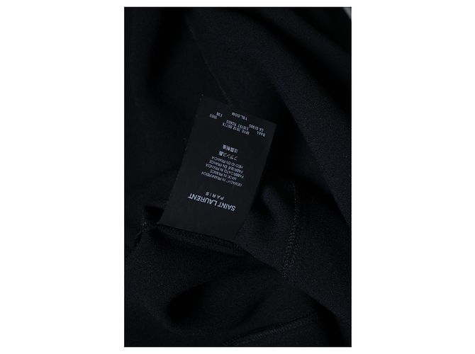 Vestido de painel de renda com acabamento em couro Saint Laurent em preto - vista 9