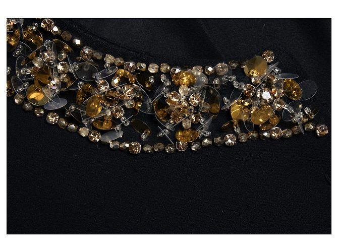 Miu Miu, schwarzer Mantel mit Pailletten und Kristallen - Ansicht 5