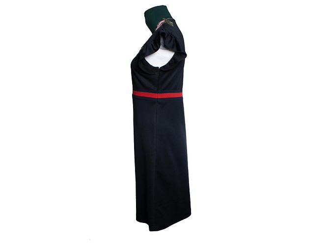Schwarzes technisches Jersey-Kleid mit Blumen und Rollkragen von Gucci - Ansicht 3
