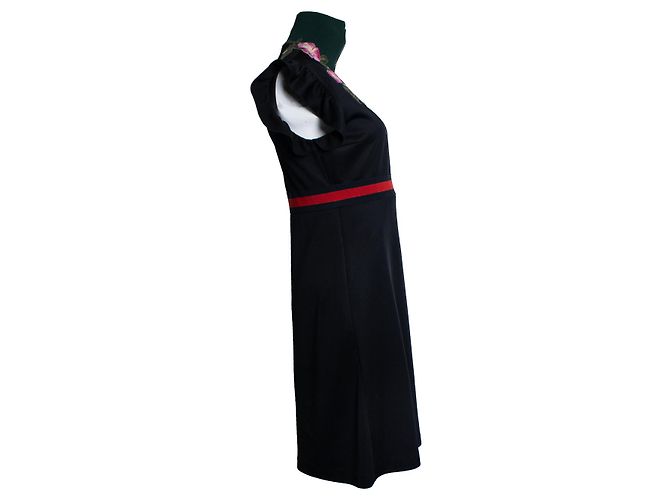 Schwarzes technisches Jersey-Kleid mit Blumen und Rollkragen von Gucci - Ansicht 5