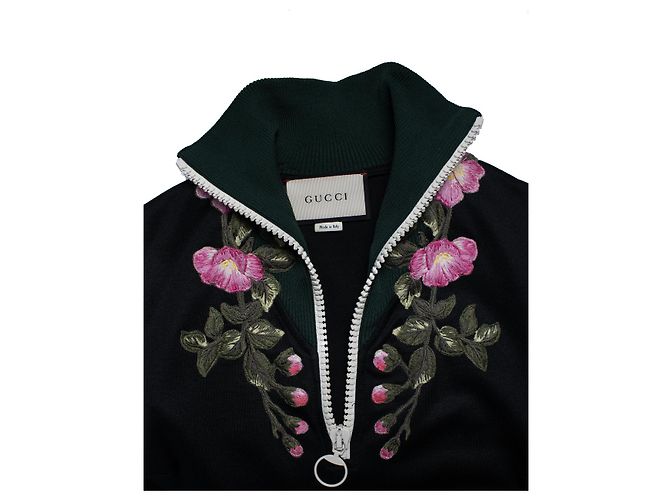 Schwarzes technisches Jersey-Kleid mit Blumen und Rollkragen von Gucci - Ansicht 7