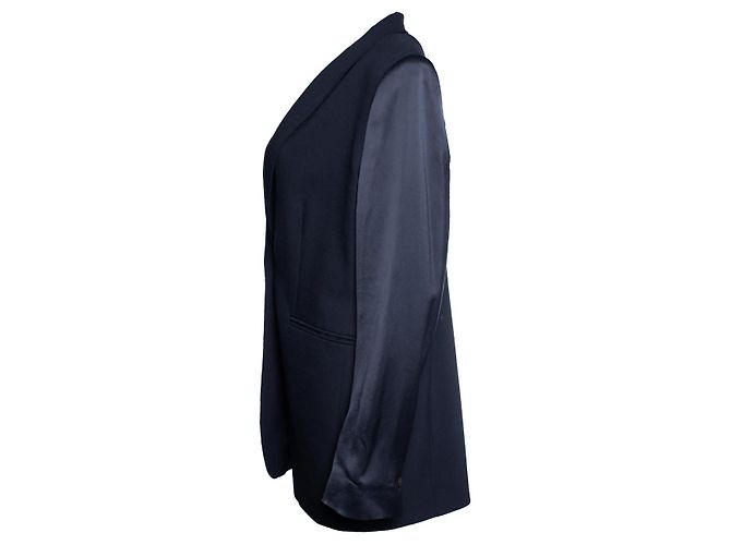Autre Marque Frenken, Wollblazer mit glänzenden Ärmeln in Blau - Ansicht 2
