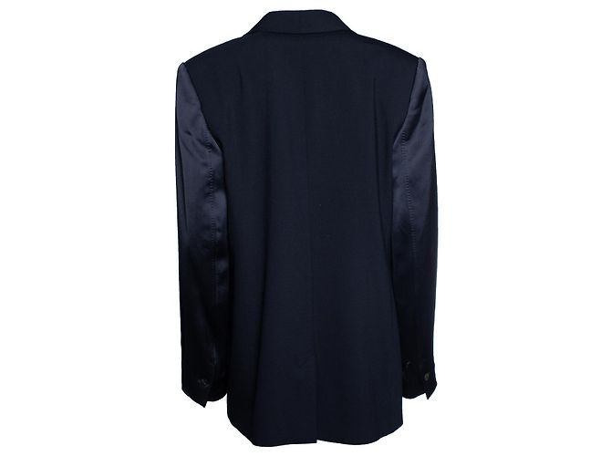 Autre Marque Frenken, Wollblazer mit glänzenden Ärmeln in Blau - Ansicht 3