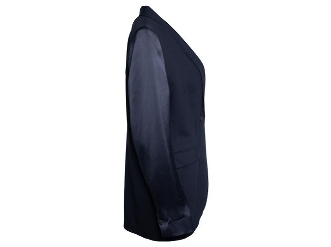 Autre Marque Frenken, Wollblazer mit glänzenden Ärmeln in Blau - Ansicht 4