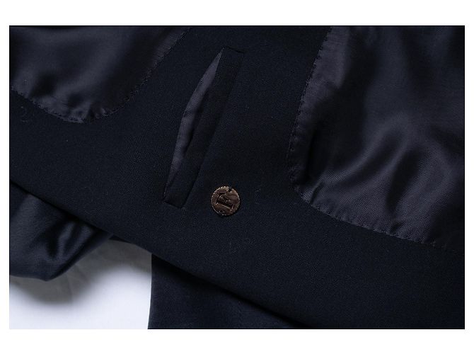 Autre Marque Frenken, Wollblazer mit glänzenden Ärmeln in Blau - Ansicht 6