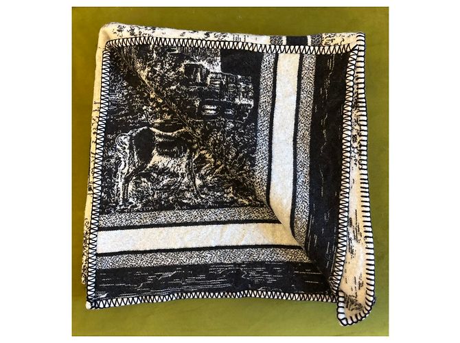 Plaid Christian Dior "Toile de Jouy" Blanc - vue 3