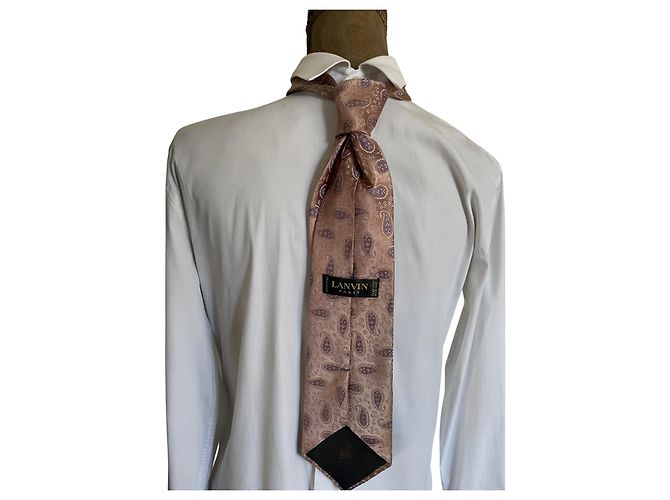 LANVIN Paris Silk Tie – Rose & Mauve Paisley Pattern Pink - view 2