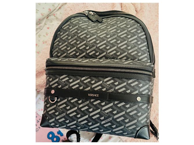 Zaino Versace Medusa in pelle nero e grigio - vista 10
