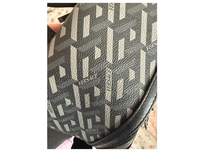Zaino Versace Medusa in pelle nero e grigio - vista 8