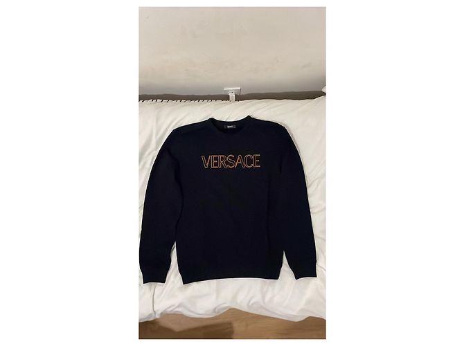 Versace Black Cotton Sweater Men M - view 2