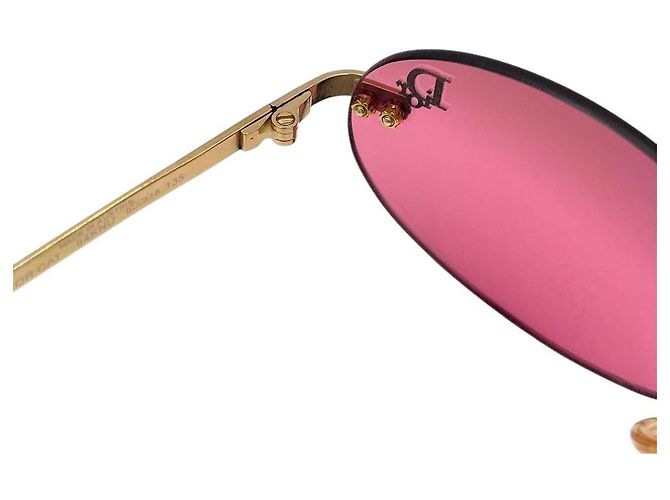 Occhiali da sole senza montatura Christian Dior rosa rosso oro con logo - vista 6