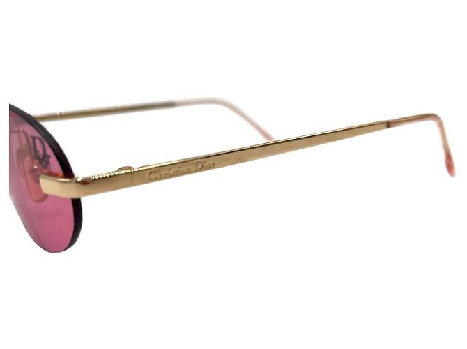 Occhiali da sole senza montatura Christian Dior rosa rosso oro con logo - vista 7
