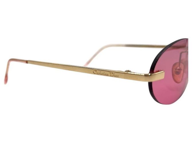 Occhiali da sole senza montatura Christian Dior rosa rosso oro con logo - vista 8