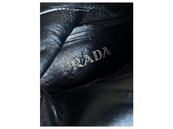 2000s Prada Milano - Vintage suede booties with silver pearl studs Black Silvery - view 14