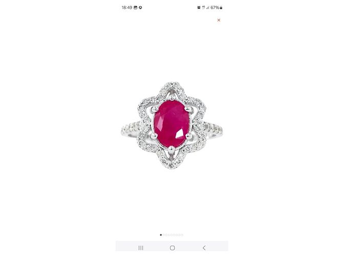 Autre Marque Anello in oro bianco con rubino e diamanti Argento - vista 2