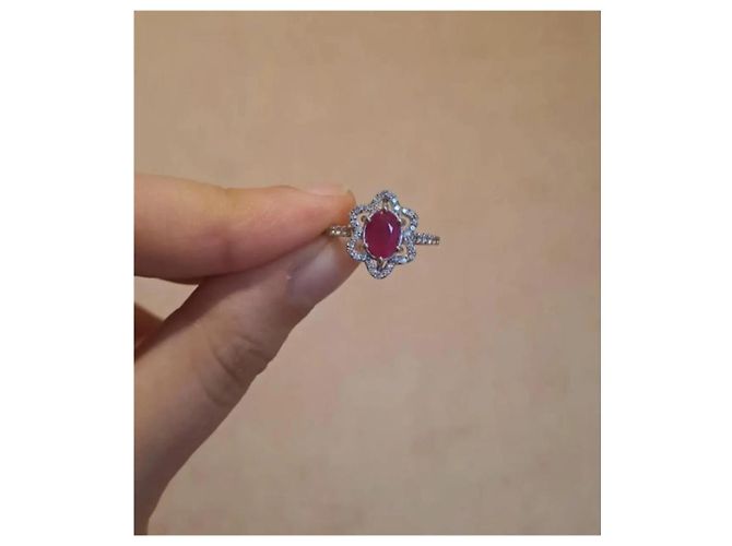 Autre Marque Anello in oro bianco con rubino e diamanti Argento - vista 4