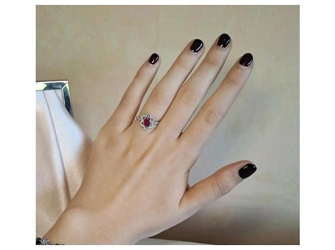 Autre Marque Anello in oro bianco con rubino e diamanti Argento - vista 5