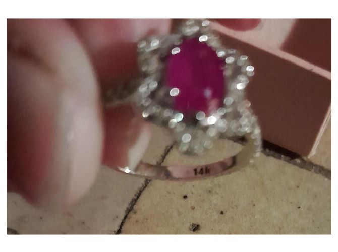 Autre Marque Anello in oro bianco con rubino e diamanti Argento - vista 6