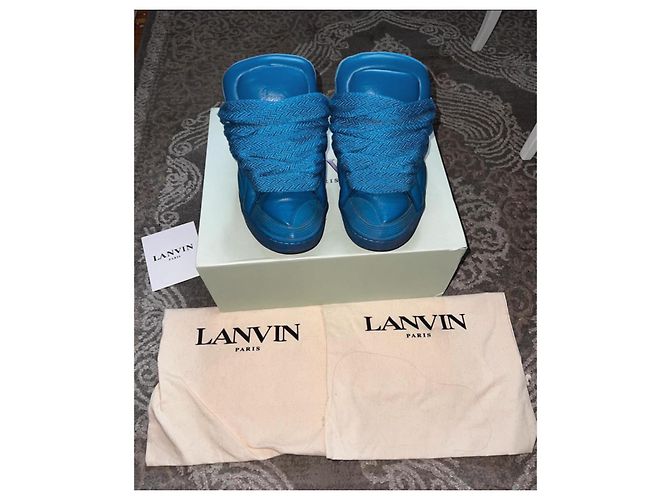 Sneakers Lanvin Forest blu in ecopelle - vista 2