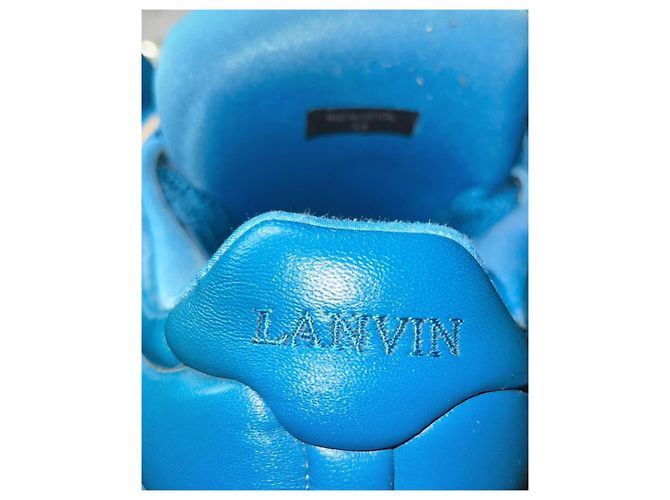 Sneakers Lanvin Forest blu in ecopelle - vista 3