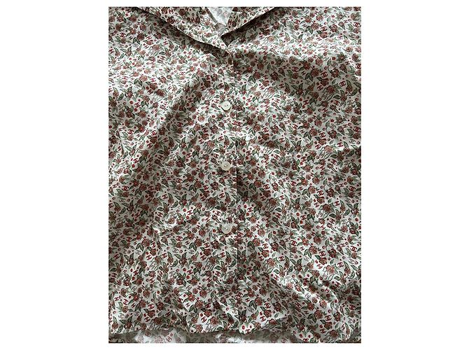 Chanel Bluse Hemd aus Baumwollpopeline mit Blumen und CC Monogramm Mehrfarben - Ansicht 3