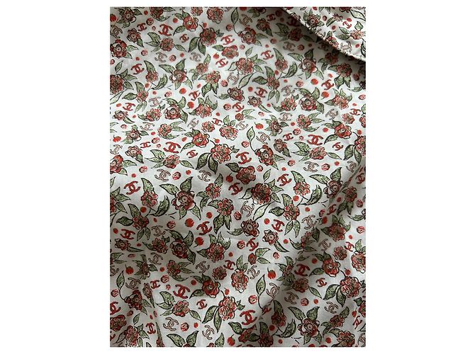 Chanel Bluse Hemd aus Baumwollpopeline mit Blumen und CC Monogramm Mehrfarben - Ansicht 4