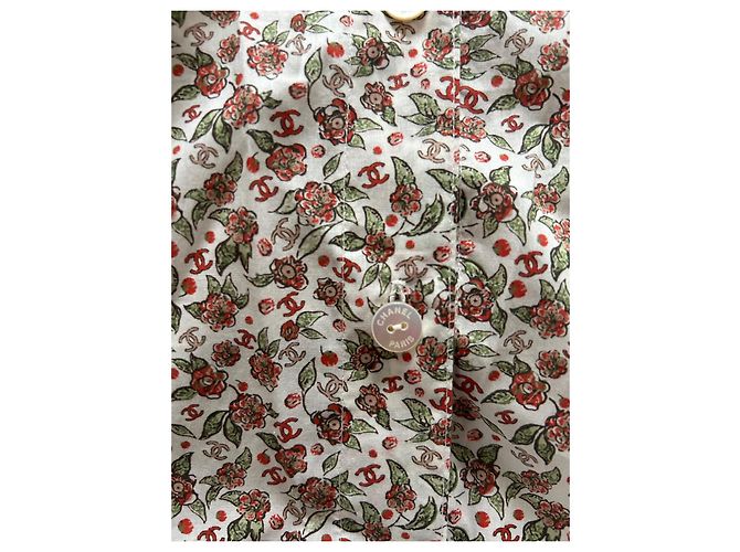 Chanel Bluse Hemd aus Baumwollpopeline mit Blumen und CC Monogramm Mehrfarben - Ansicht 5