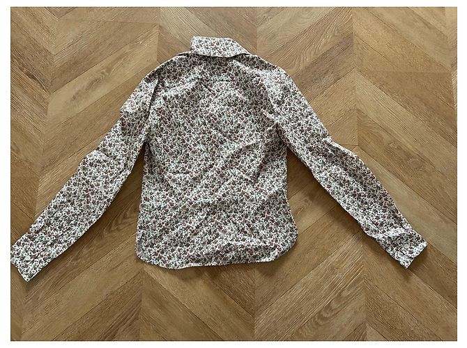 Chanel Bluse Hemd aus Baumwollpopeline mit Blumen und CC Monogramm Mehrfarben - Ansicht 6
