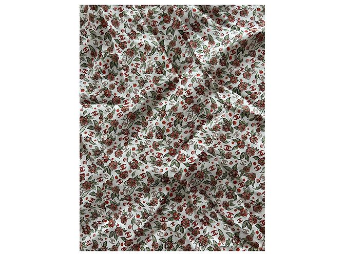 Chanel Bluse Hemd aus Baumwollpopeline mit Blumen und CC Monogramm Mehrfarben - Ansicht 7