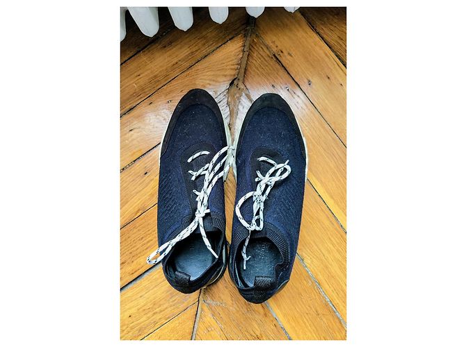 Hermès Addict Leder Sneakers Schwarz Marineblau - vista 3