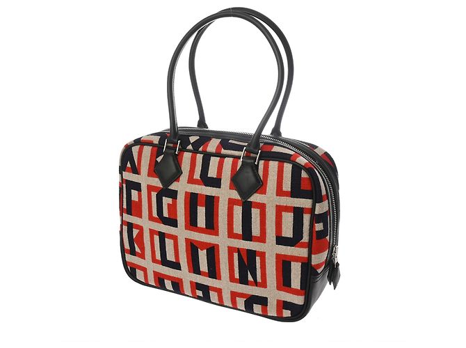 Hermès HERMES Plume 28 Indigo Noir Borsa C Stamp Nero Rosso Beige - vista 3