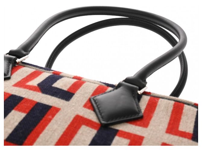 Hermès HERMES Plume 28 Indigo Noir Borsa C Stamp Nero Rosso Beige - vista 5