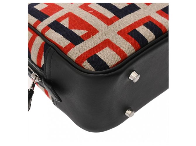 Hermès HERMES Plume 28 Indigo Noir Borsa C Stamp Nero Rosso Beige - vista 7