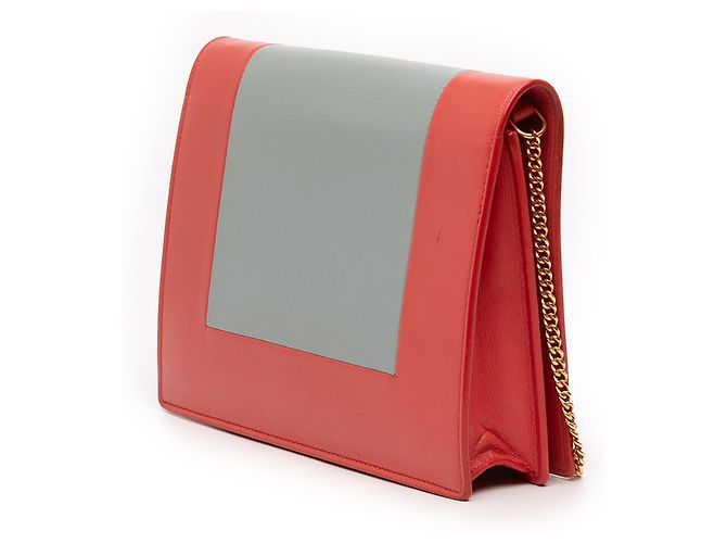 Céline Celine Rotes Lederrahmen-Geldbörse mit Kette - Ansicht 2