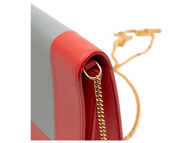 Céline Celine Rotes Lederrahmen-Geldbörse mit Kette - Ansicht 8