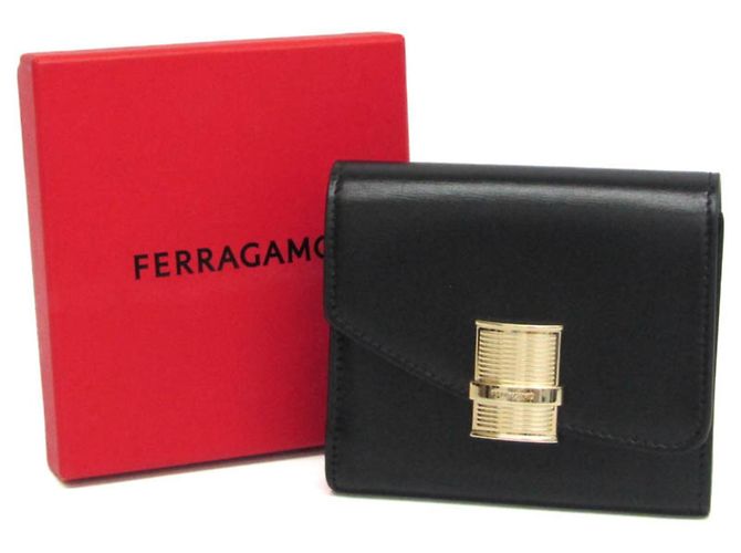 Salvatore Ferragamo Leder Dreifach-Brieftasche Schwarz - Ansicht 2