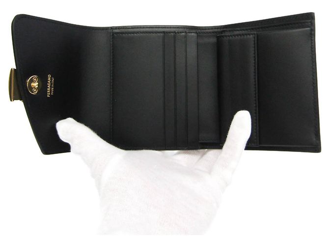 Salvatore Ferragamo Leder Dreifach-Brieftasche Schwarz - Ansicht 4