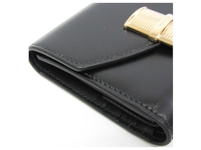 Salvatore Ferragamo Leder Dreifach-Brieftasche Schwarz - Ansicht 7