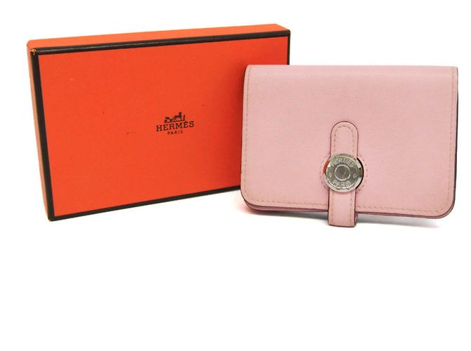 Tarjetero de cuero Swift Dogon de Hermès en rosa - vista 2