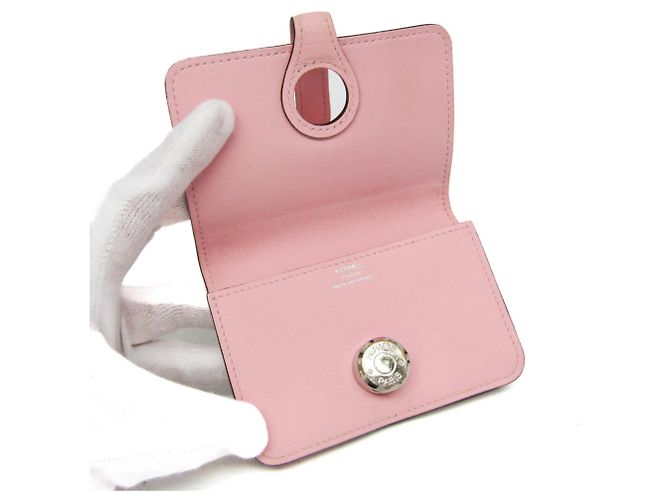 Tarjetero de cuero Swift Dogon de Hermès en rosa - vista 4