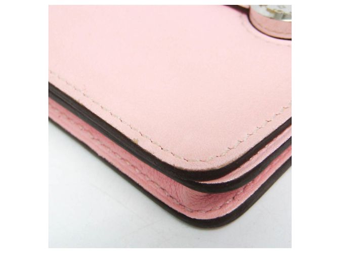 Tarjetero de cuero Swift Dogon de Hermès en rosa - vista 8