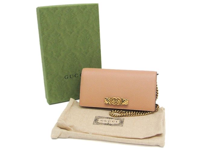 Gucci Interlocking G 746056 Portafoglio in pelle con catena/spalla per donna Marrone chiaro - vista 2