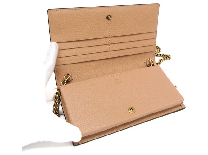 Gucci Interlocking G 746056 Portafoglio in pelle con catena/spalla per donna Marrone chiaro - vista 4